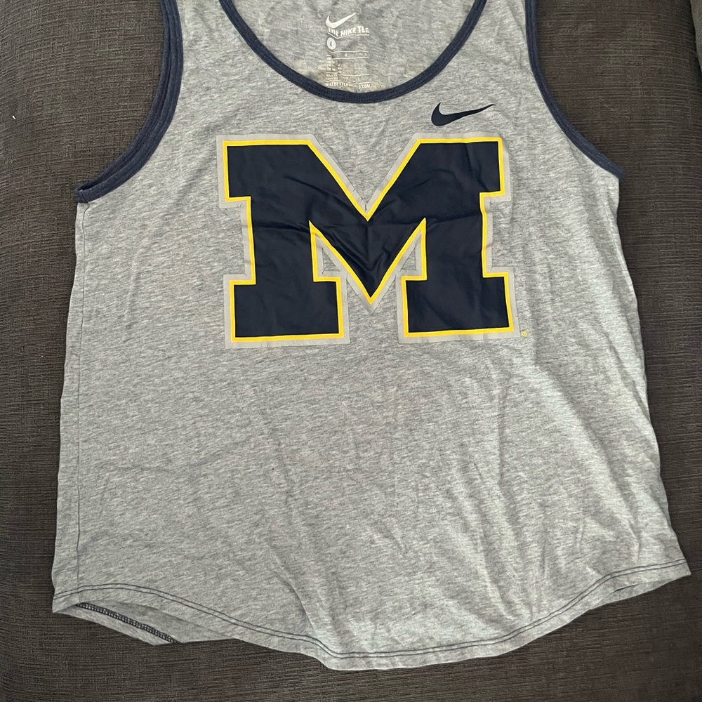 Nike Gray Tank Top with Navy and Yellow Michigan Logo vintage 90s